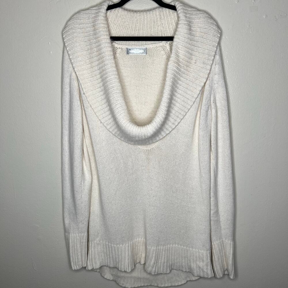 Old Navy Sweater XXL Drape Cowl Neck Cream Knitted Angora Rabbit Hair Minimalist